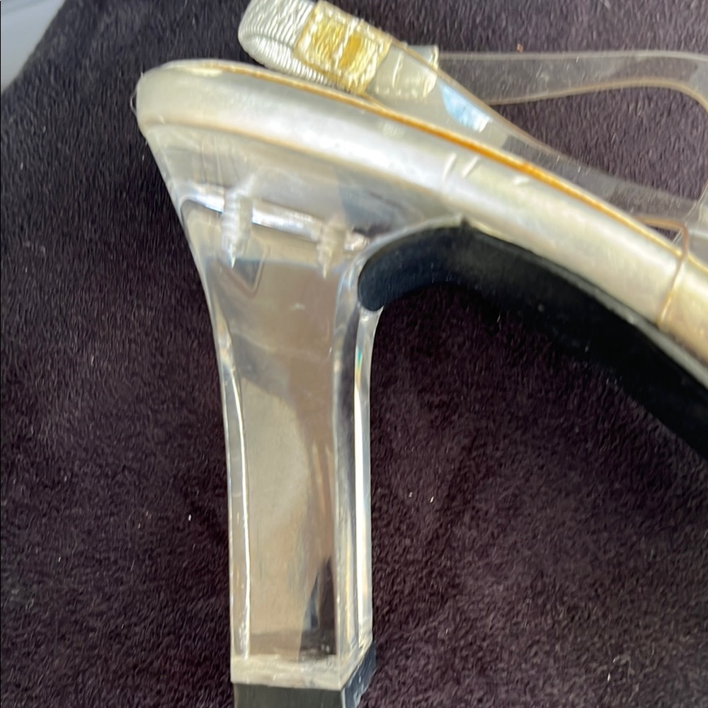 Mootsies Tootsies Silver and Lucite Women's Shoes Size 6 - Picture 3 of 4